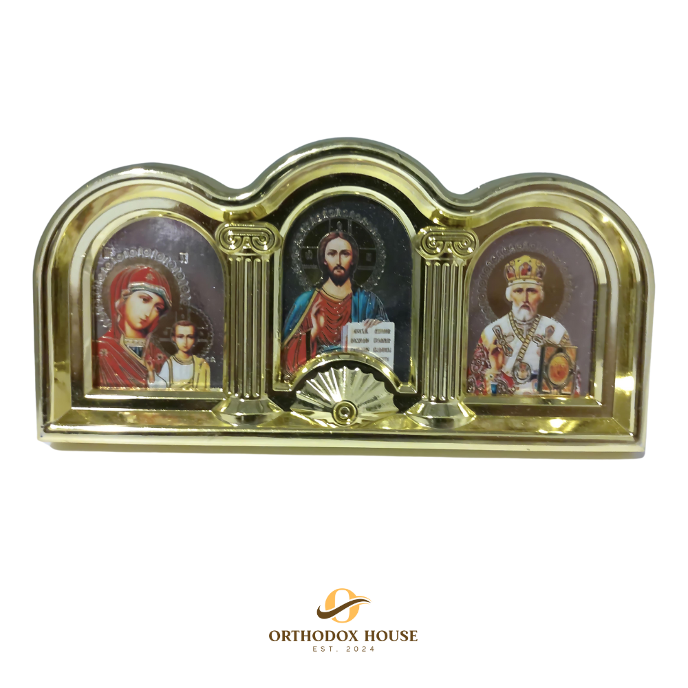 Triple Icon of Theotokos, Jesus Christ, and Saint Nicholas the Wonderworker Triple Icon of Theotokos, Jesus Christ, and Saint Nicholas the Wonderworker